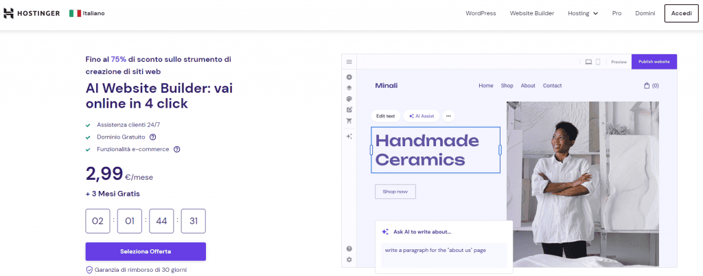 Website builder di Hostinger