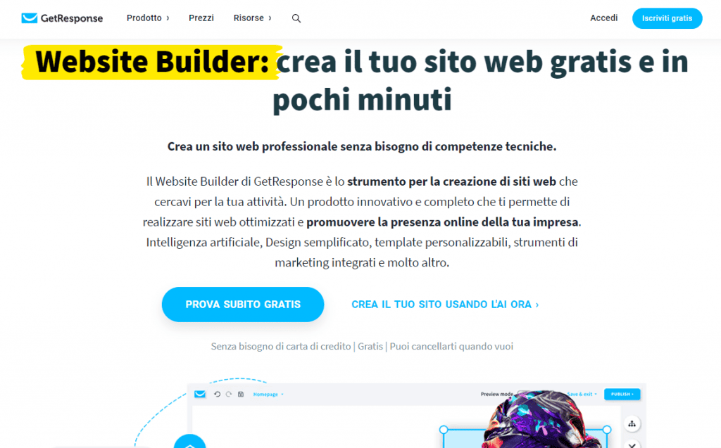 Landing page di GetResponse