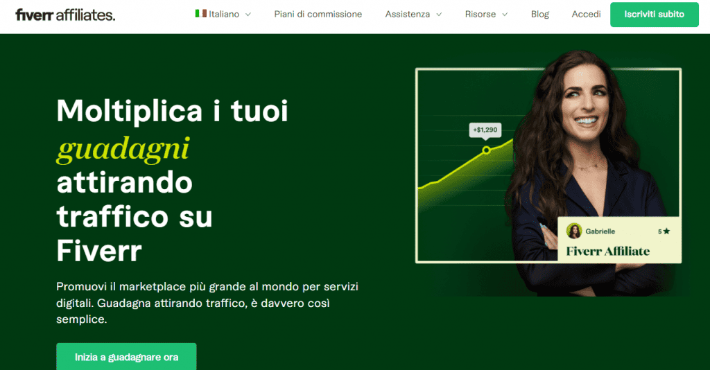 Homepage di Fiverr