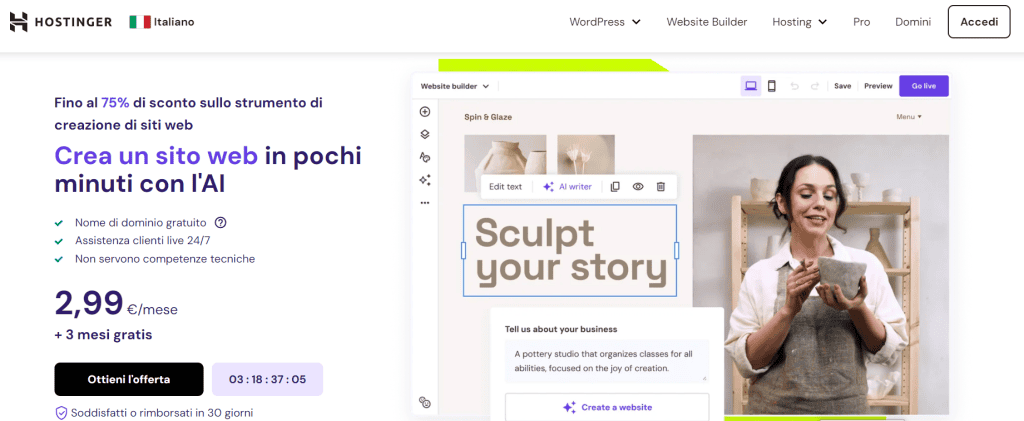 Website builder di Hostinger