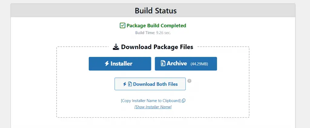 Archivio del sito web Duplicator e pagina di download del programma di installazione