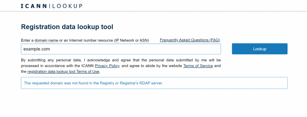 Icann Lookup strumento di ricerca dei dati di registrazione