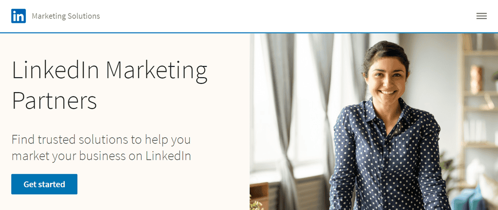 Landing page del sito web dei partner di marketing di LinkedIn