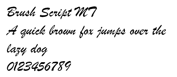 Lettere e numerid di Brush Script