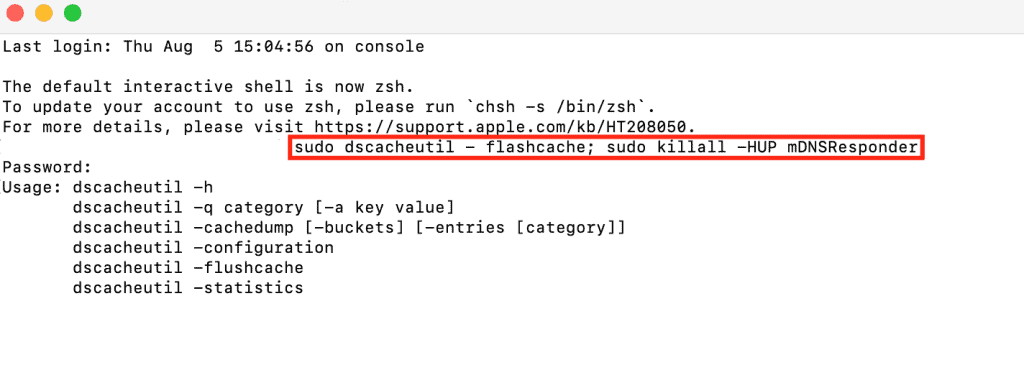 Svuotare il record DNS su macOS.