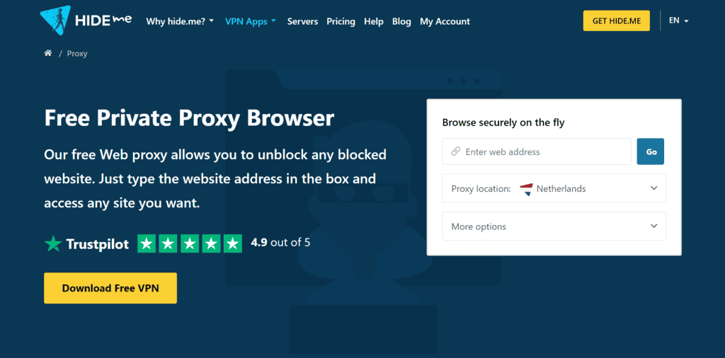  Il servizio proxy hide.me