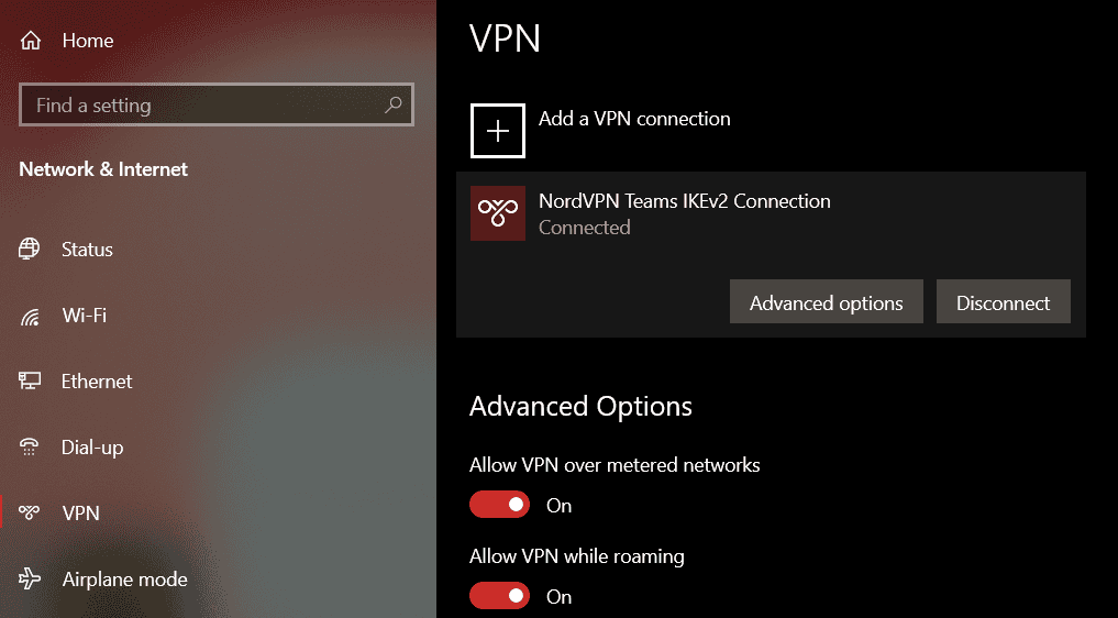 Disconnessione da una VPN su Windows.