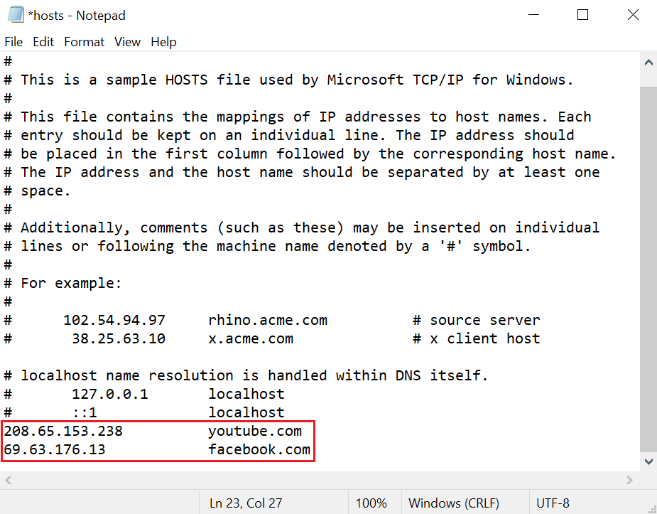 Esempi di HOSTS utilizzati da Microsoft TCP/IP per Windows