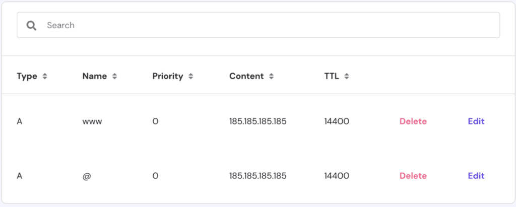 La nuova configurazione dei record A nella zona DNS di hPanel_s