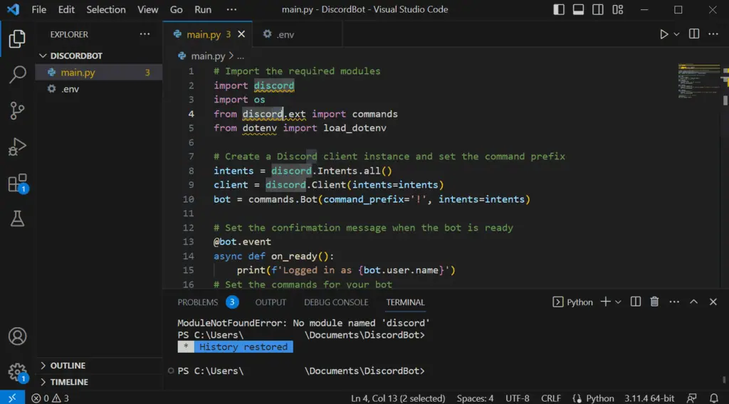 Interfaccia utente di Visual Studio Code
