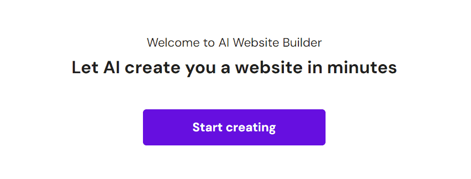 La landing page per l'AI Website Builder di Hostinger
