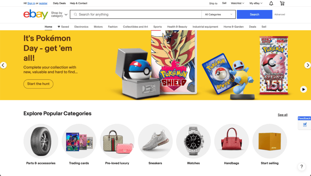 Homepage di eBay