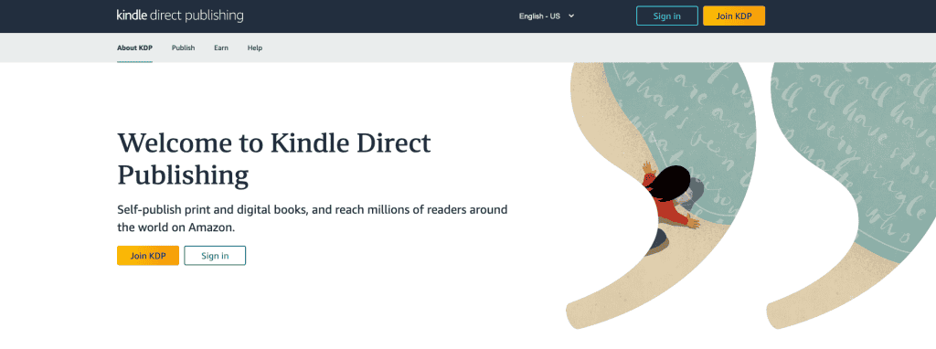 Homepage di Amazon Kindle Direct Publishing