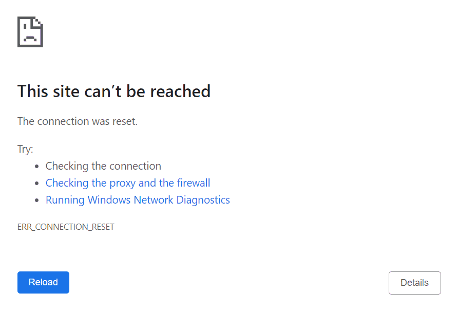 L'errore ERR_CONNECTION_RESET su Google Chrome
