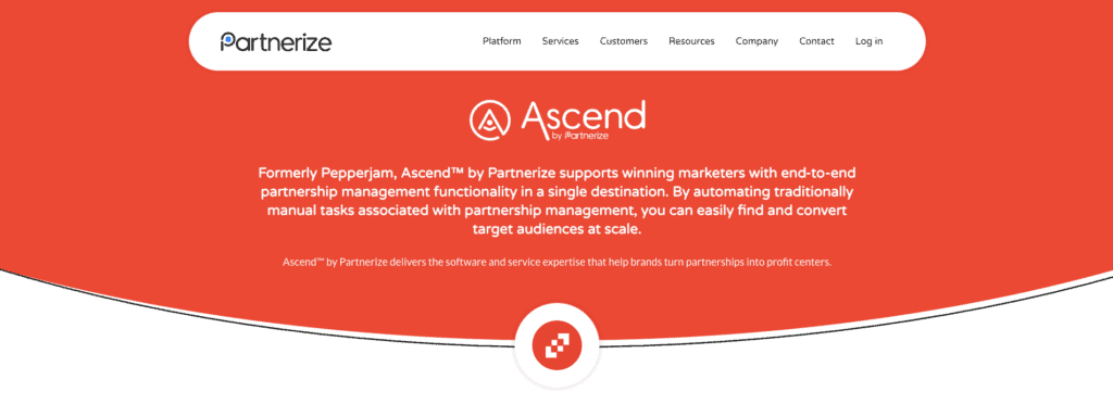 Homepage di Ascend by Partnerize