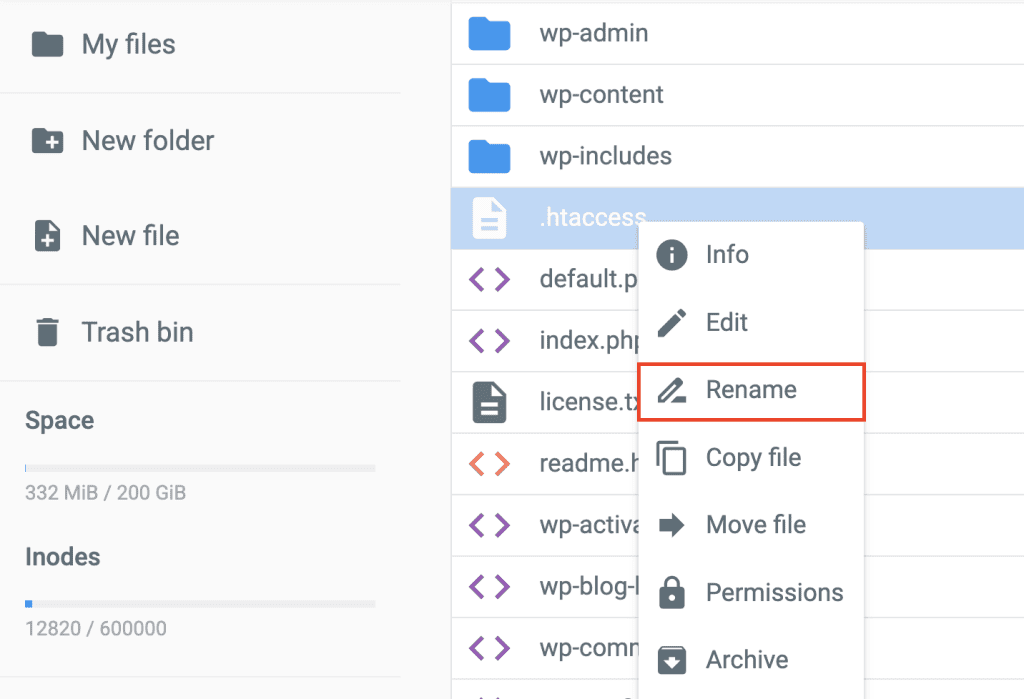 L'opzione "Rinomina" in un file manager
